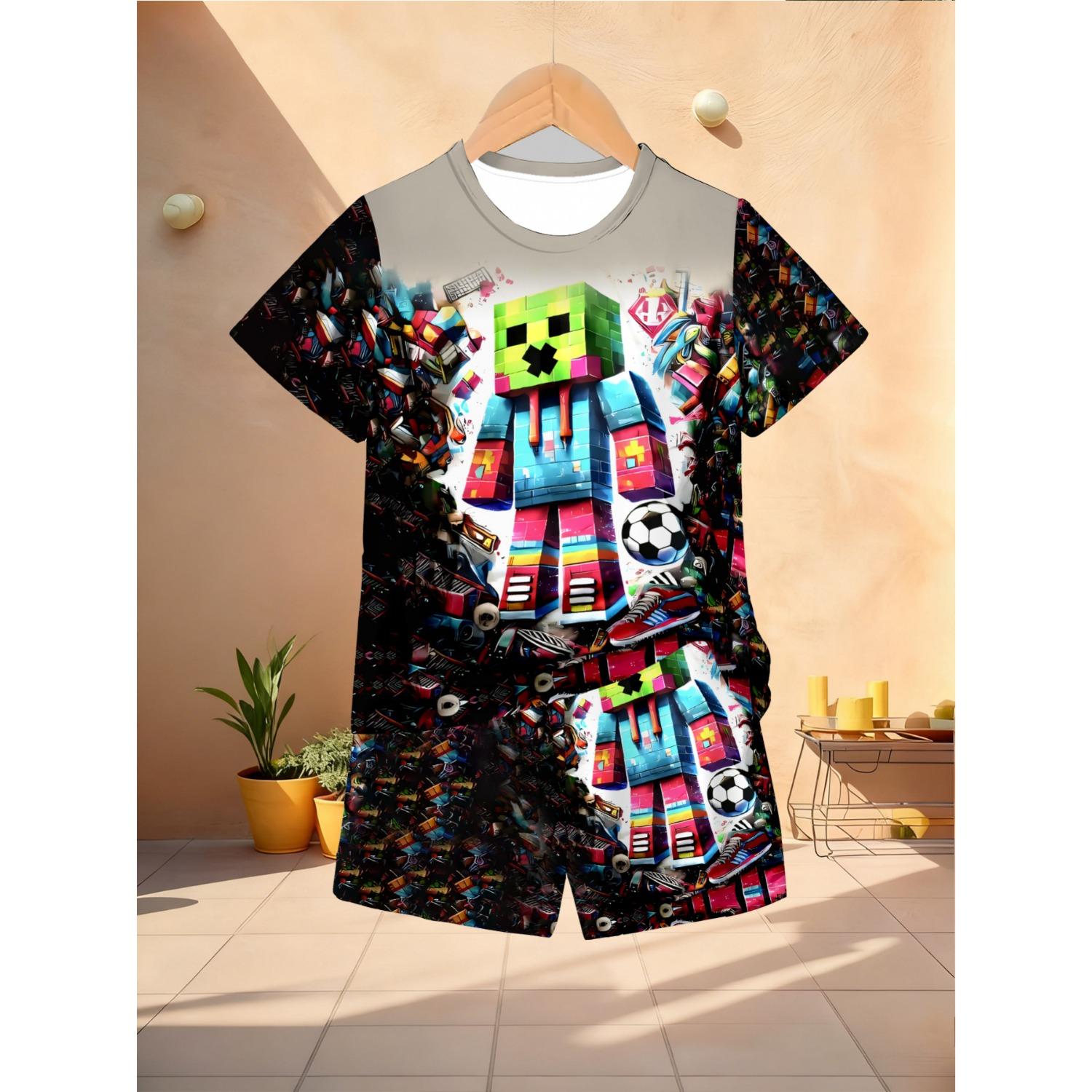 

Boys Fashion Shorts Set -3D Printed Short Sleeve Shorts Set 5-6 Years
