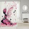 Pink Fairy Shower Curtain Magical Butterfly Art Romantic Bathroom Decor Linen180X230