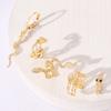 Minimalist Snake Leaf Design 5-Piece Ear Cuff Set Women Non-Piercing Alloy Earring Clip Studs