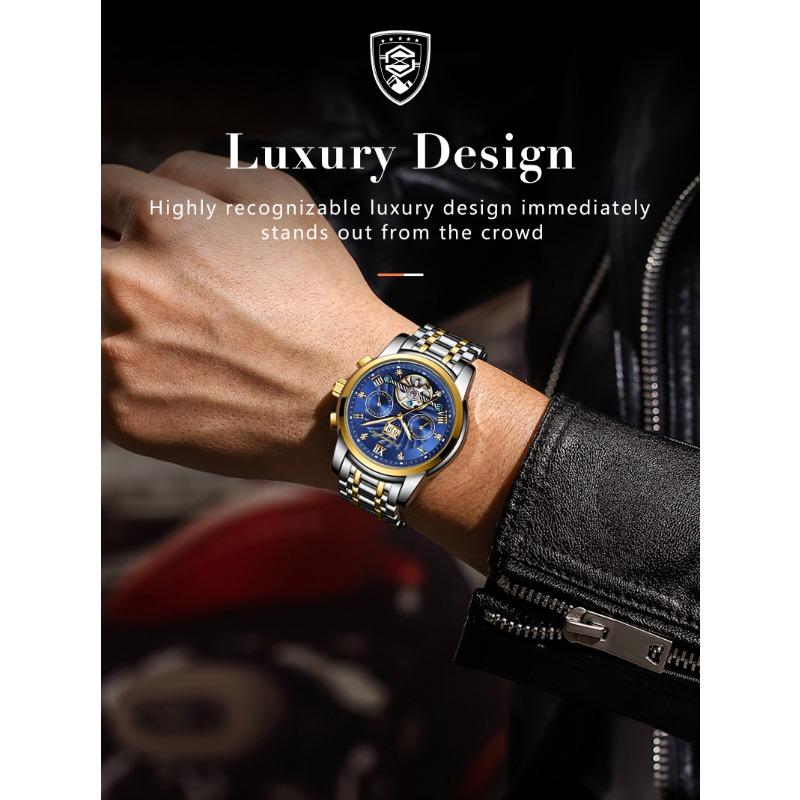 POEDAGAR Orologio da polso meccanico automatico di lusso Acciaio Inossidabile Tourbillon Orologio da uomo Impermeabile Luminoso Orologi da uomo da affari