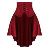 S-3XL Womens Gothic Steanpunk Satiny Skirt Front Eyelets Lace-up High-low Hem Tiered Ruffled Irregular Hem Skirt Waist Belt
