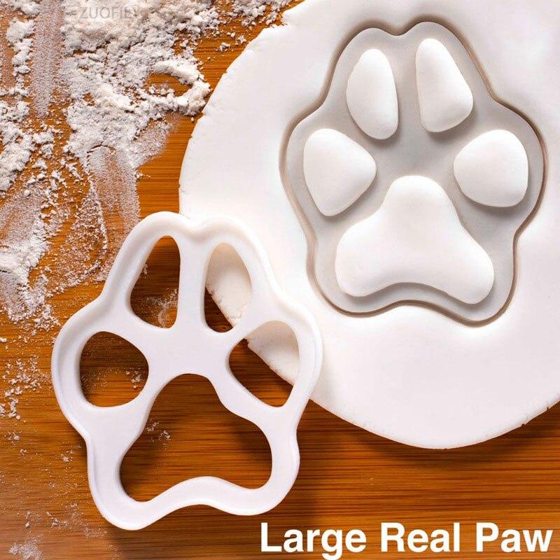 2pcs Cat Paw Print Cookie Cutter White Plastic Cartoon Kitten Footprint Pressrable Biscuit Stamps Molds DIY Cake Decorating Tools