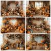 Fall Autumn Theme Backdrop Harvest Rustic Barn Hay Pumpkins Kids Birthday Portrait Decor Photography Background for Photo Studio22