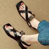 2025 new summer square head with sandals, fairy style flat bottom wear with skirt, cross with sandals