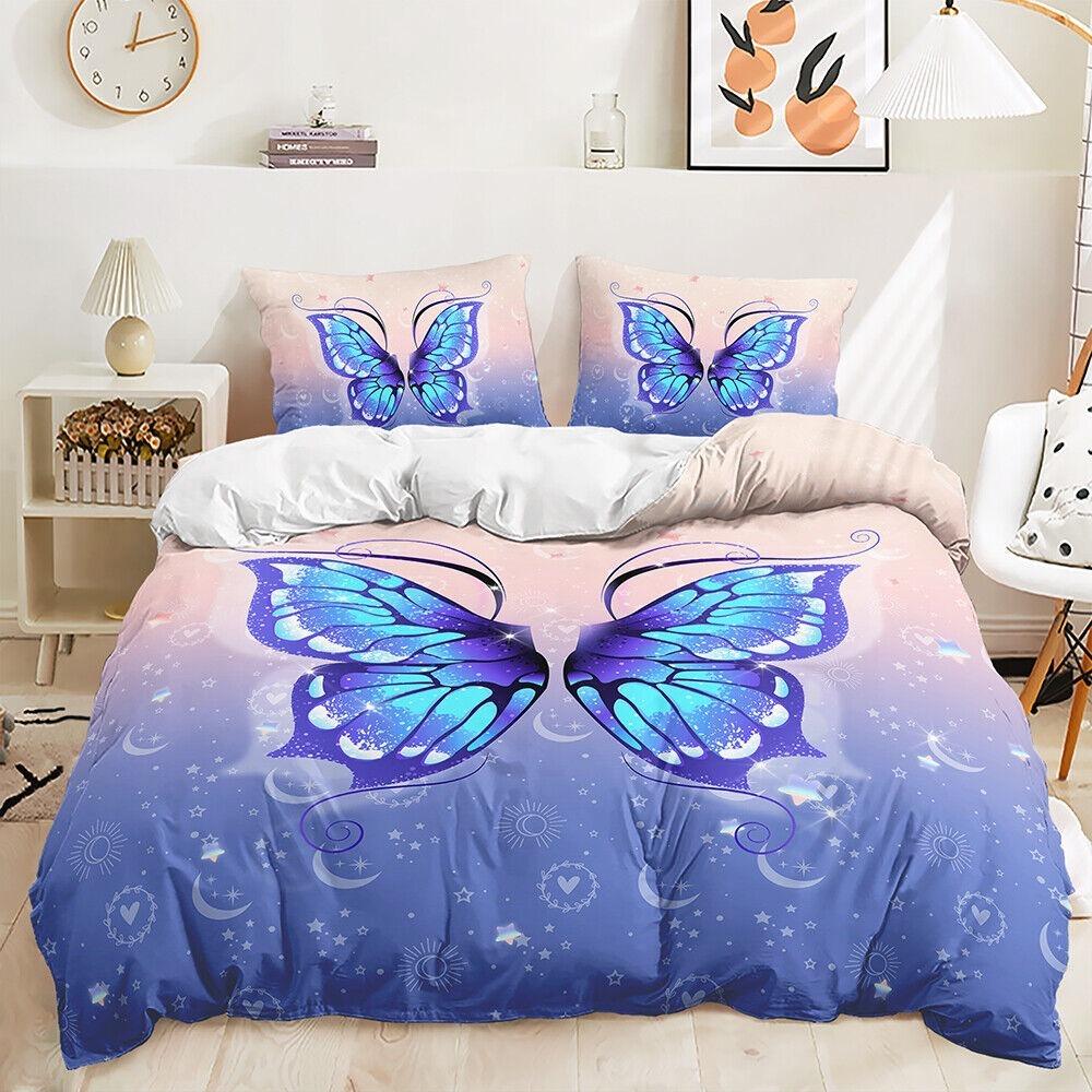 3D Bedding Set Butterfly Turtle Panda Mermaid Vortex Gradient Color Down Duvet Cover Pillowcase Teen Gift