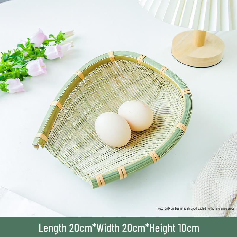 Bamboo Woven Basket: Multi-Use Storage, Fruit Plate, Steamed Bun, Winnowing, Dried Fruit, Candy, Kitchen Drainer, Vegetable Wash Basket