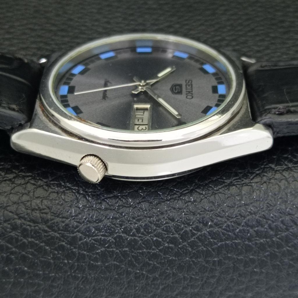 Seiko 5 AUTOMATIC 7009A JAPAN MENS VINTAGE GREY COLOR DIAL WATCH A701567-5 R206b-a701567