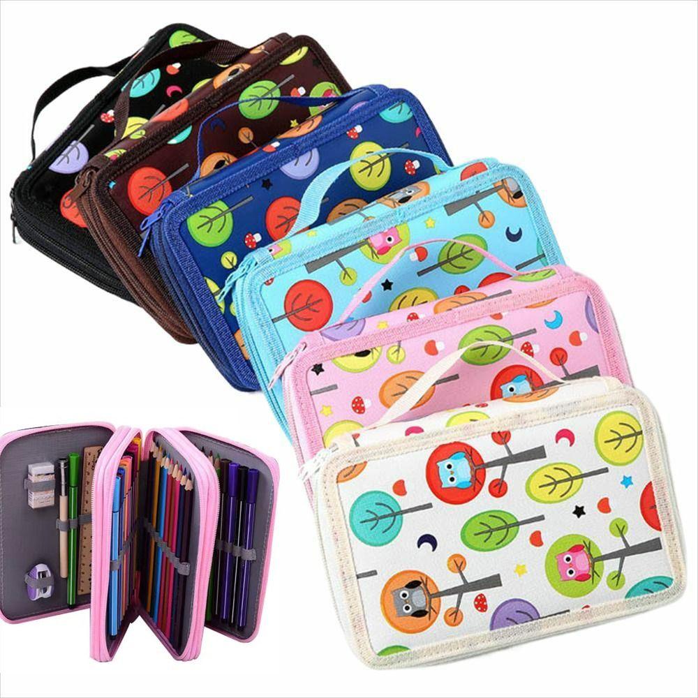 Large Capacity Pen Storage Bag Cartoon Paintbrush Organizer Sketch Pencil Case  Stationery Storage