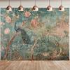 2D Antique Peacock Floral Tapestry Aesthetic Home Background Cloth