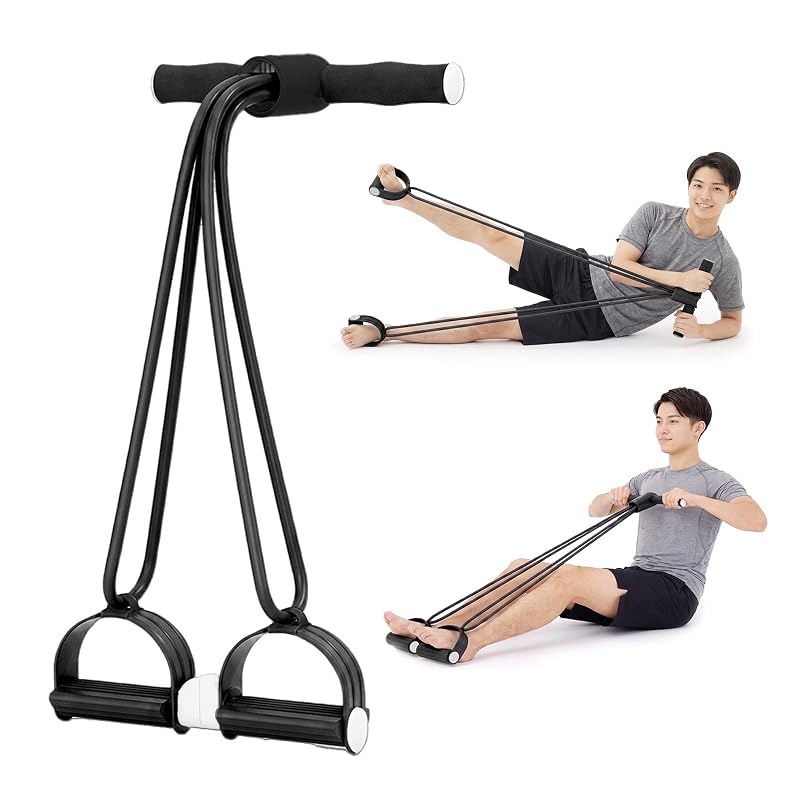 Arkmoon 2-Way Resistance Band with Pedal for Abdominal, Core, Leg, Arm, Shoulder, and Scapula Exercises - High Elasticity, Non-Slip, Posture