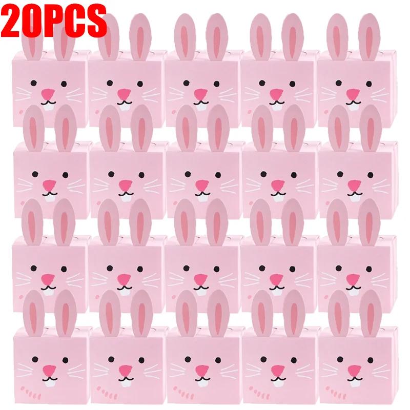 20/10Pcs Easter Rabbit Candy Bags Paper Cookie Candy Box Gift Packing Boxes Birthday Party Decor Supplies Easter Party Decor