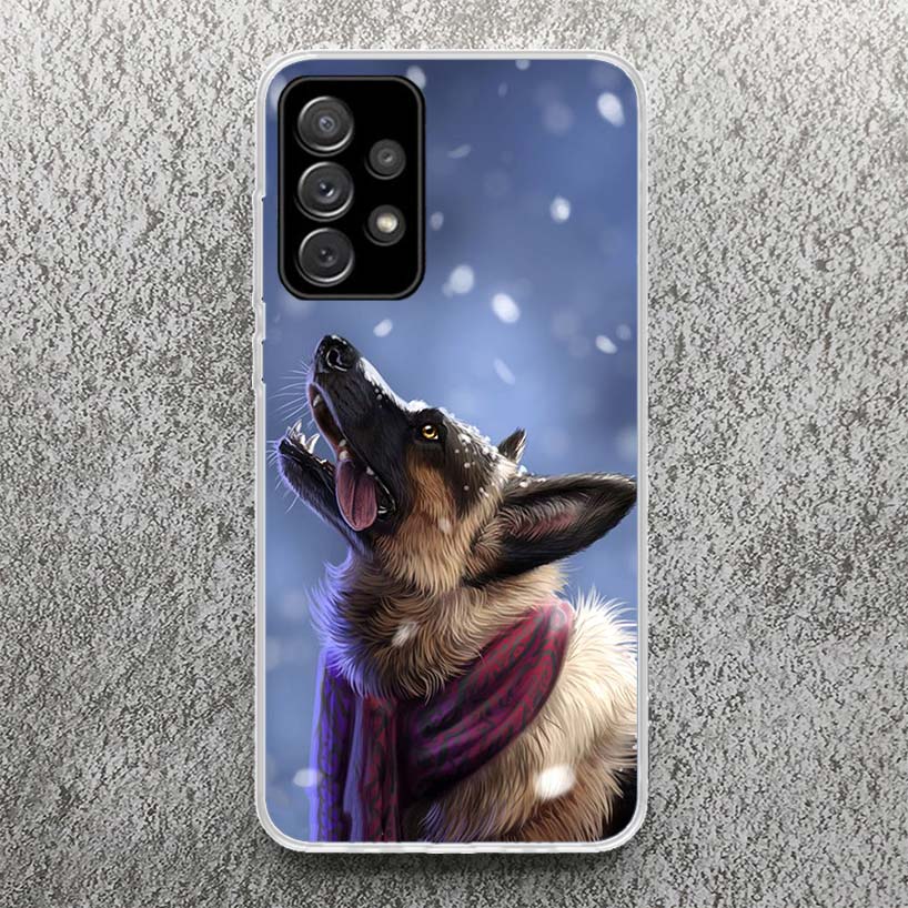 German Shepherd Dog Print Soft Case for Samsung A51 A50 A21S A70 A71 Phone Shell A31 A41 A10 A20E A30 A40 A6 A7 A8 A9 Pattern Co