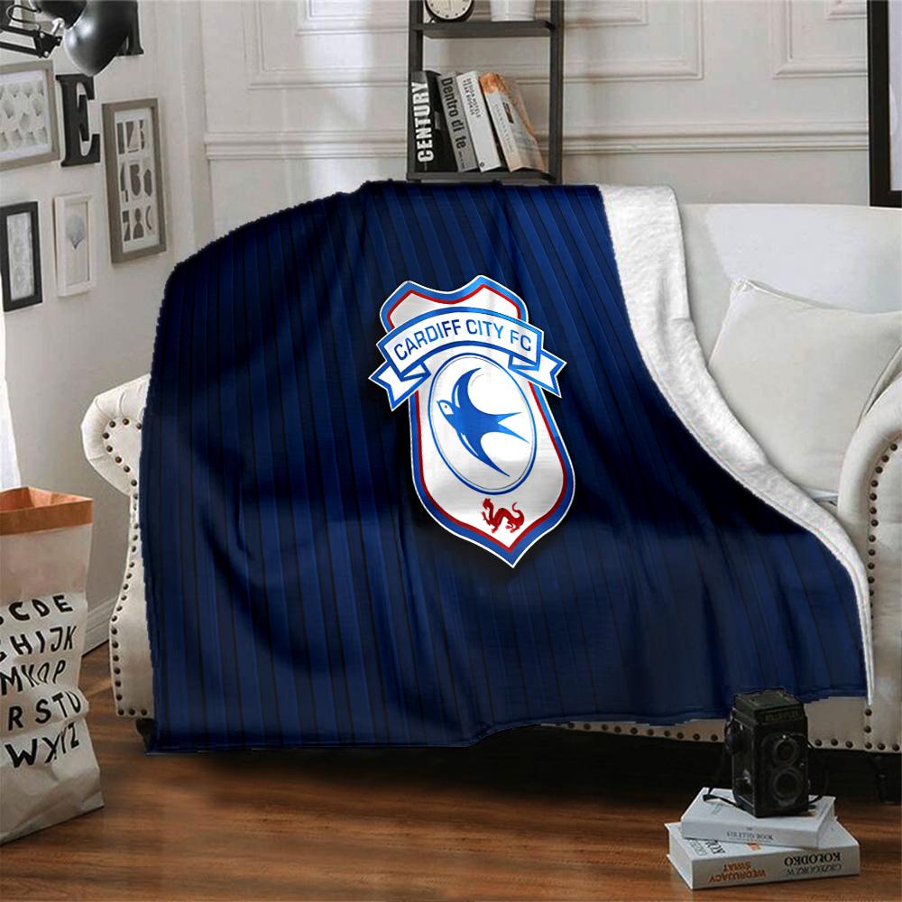 Cardiff Fc Crest Flannel Blanket, Soft Polyester, Modern Design, All-Season for Camping, Travel, Gifts for Holidays or Birthdays