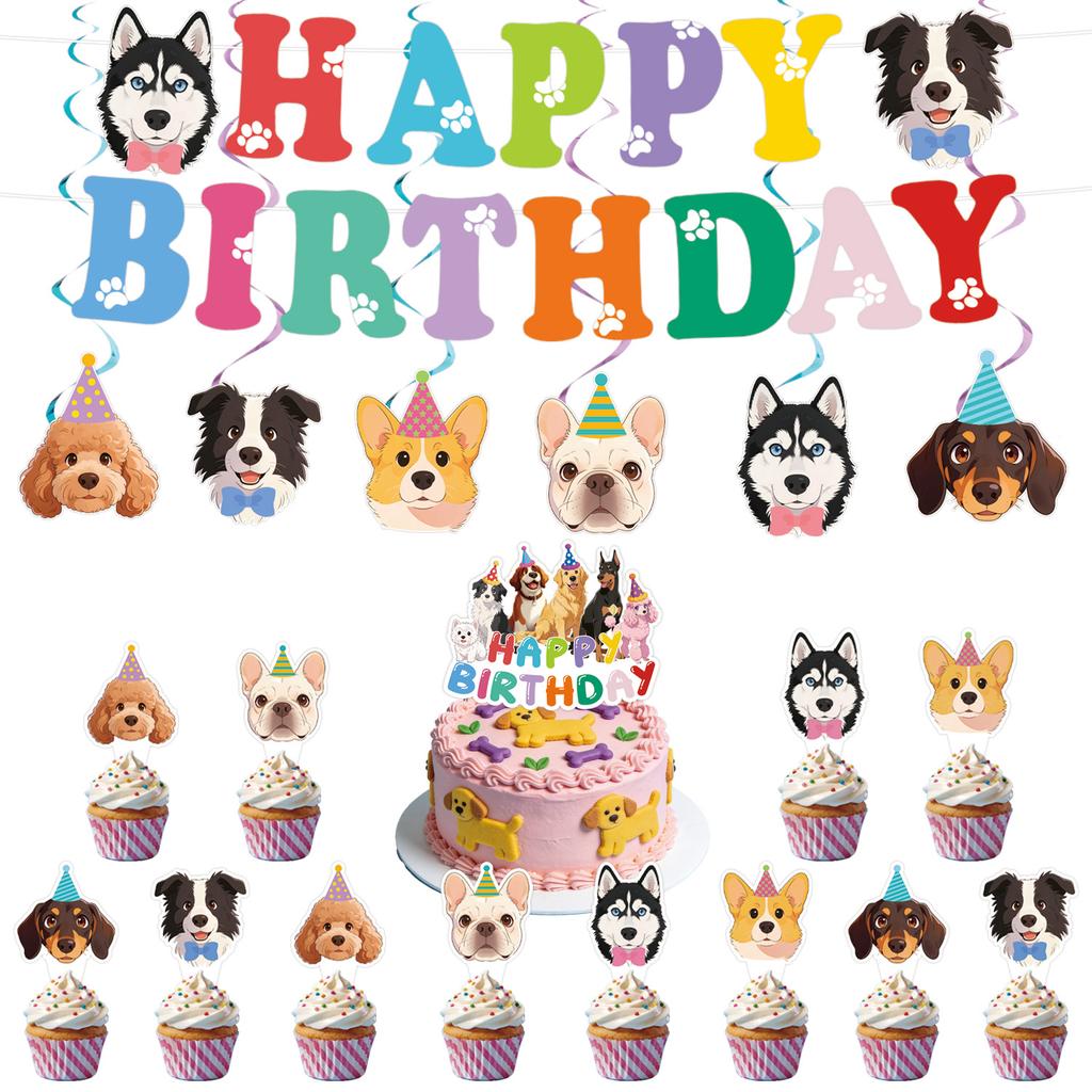 Cartoon Puppy Dog Birthday Party Decorations Supplie Celebration Party Disposable Banner Tablecloth Cup Plate Baby Shower Set