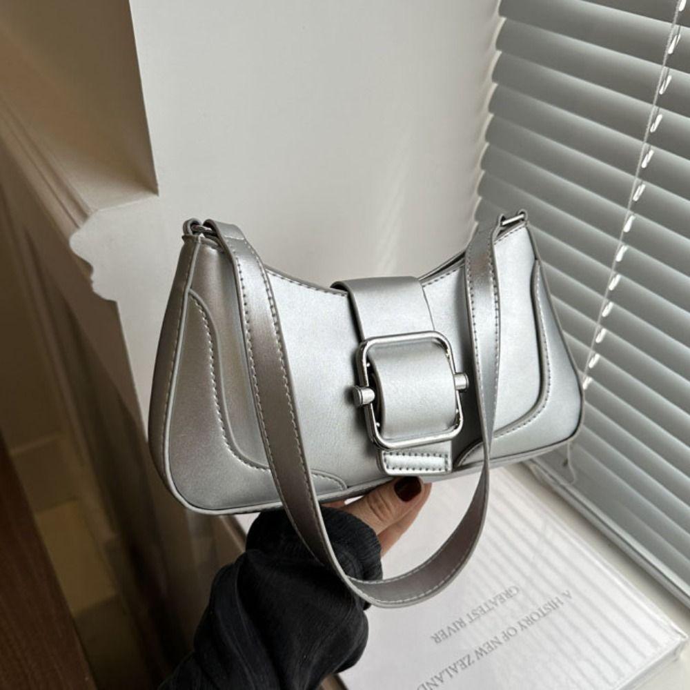 

Кошелек Ретро Сумка Подмышки PU Кожа PU Сумка Ins Путешествия серебряный