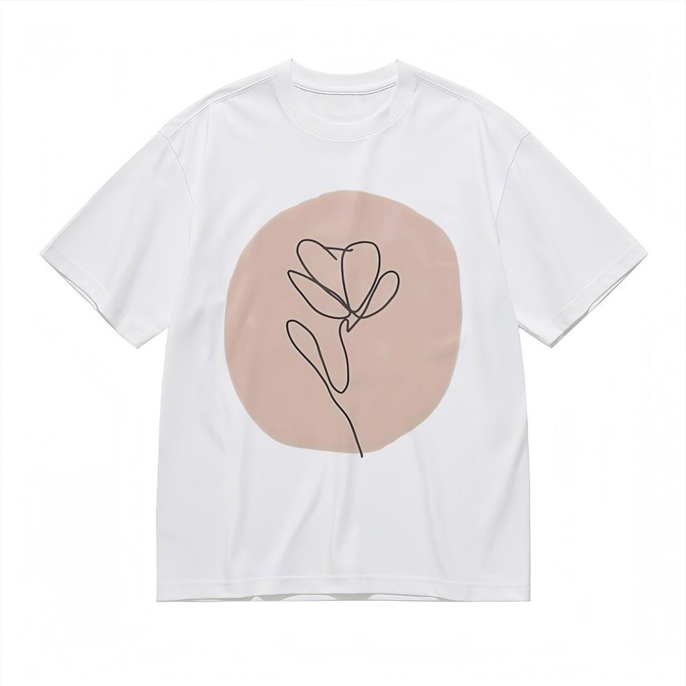 Men's Soft Breathable All Season Classic T-Shirt Minimalist Line Flower Tee USA
