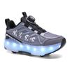 Children's Four-Wheel Luminous Roller Shoes with Rotating Buckle and Flashing Wheels
