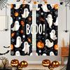 Set Of 2 Halloween Fun Pumpkin Print Curtains Pole Bag Home Decoration Room Made Polyester