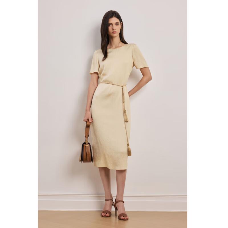 

Scofield Women s Simple Textured Dress with Tassel Belt M (165cm)