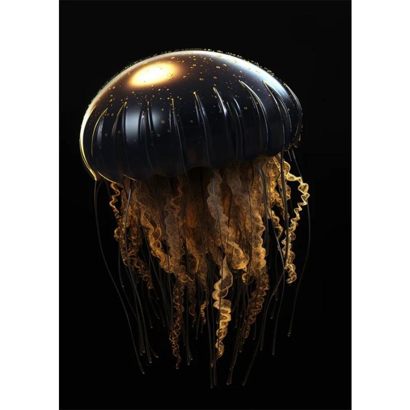 Schwarzes und goldenes Adler-Löwen-Leinwandbild – Nordisches Hirsch-Tiger-Wolf-Schwan-Ästhetik-Poster für Wohnzimmerdekoration, Metallgemälde