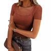 Top da Donna Magliette Basic Camicie Trendy a Maniche Corte Top Aderenti Casual a Coste
