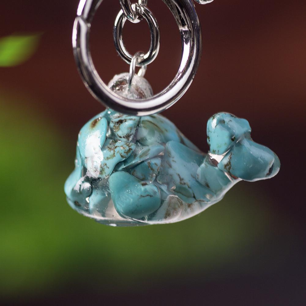 Animal Dolphin Keychain With Resin Encased Natural Crystal Decor Gift For Holidays