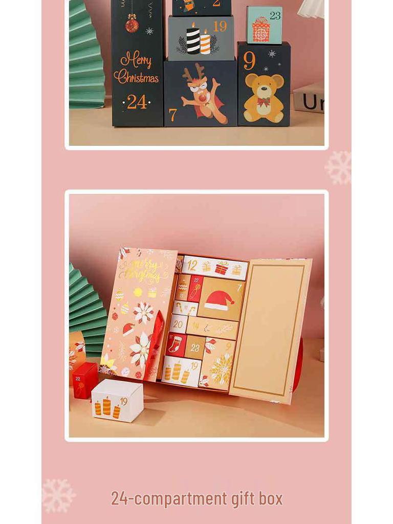 Prázdninový odpočítávací kosmetický překvapivý box: Dárková sada čokolády, sušenek a cukroví