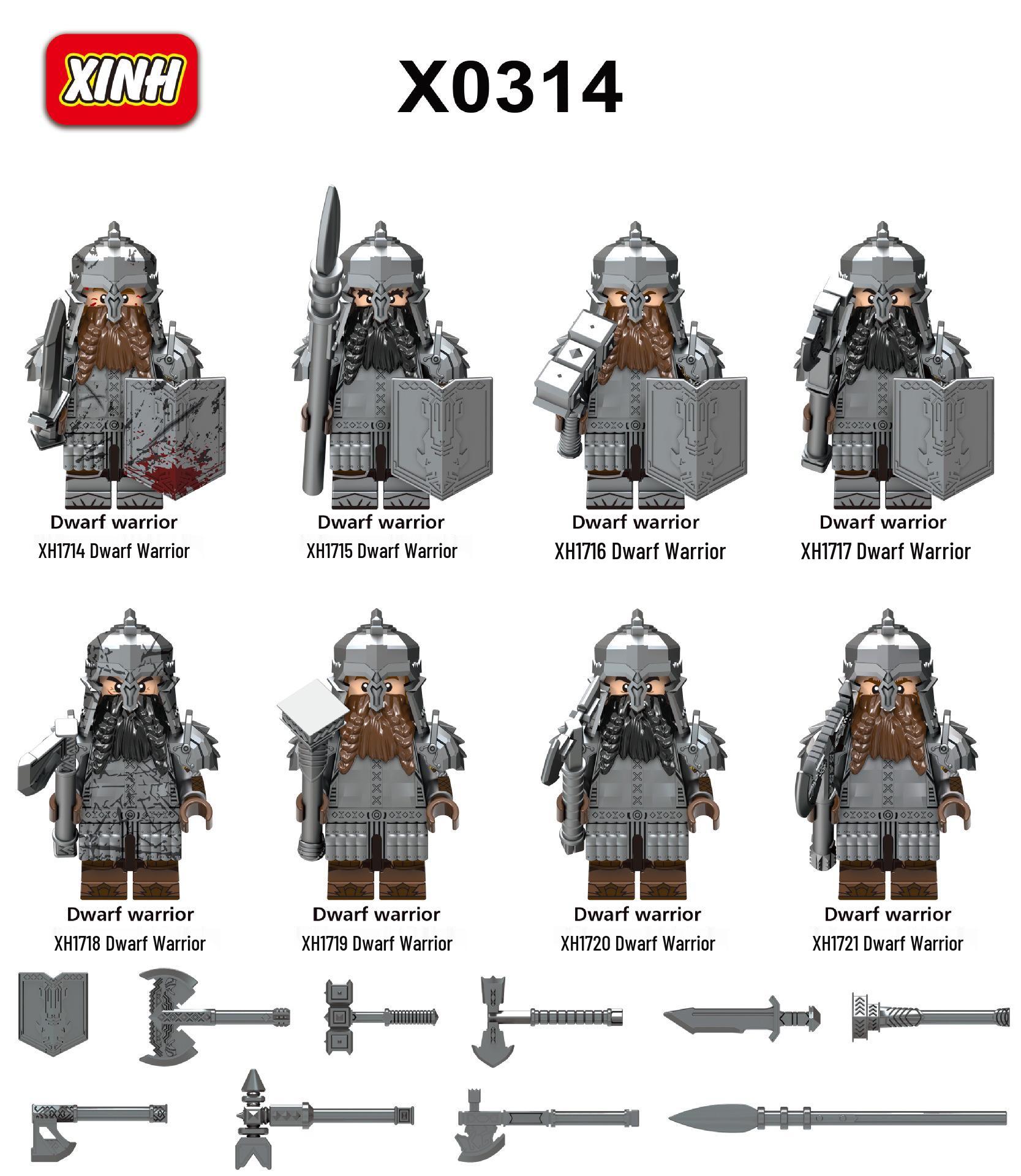 Xin Hong Dwarf Warrior Figure Building Blocks Toy Set for Kids