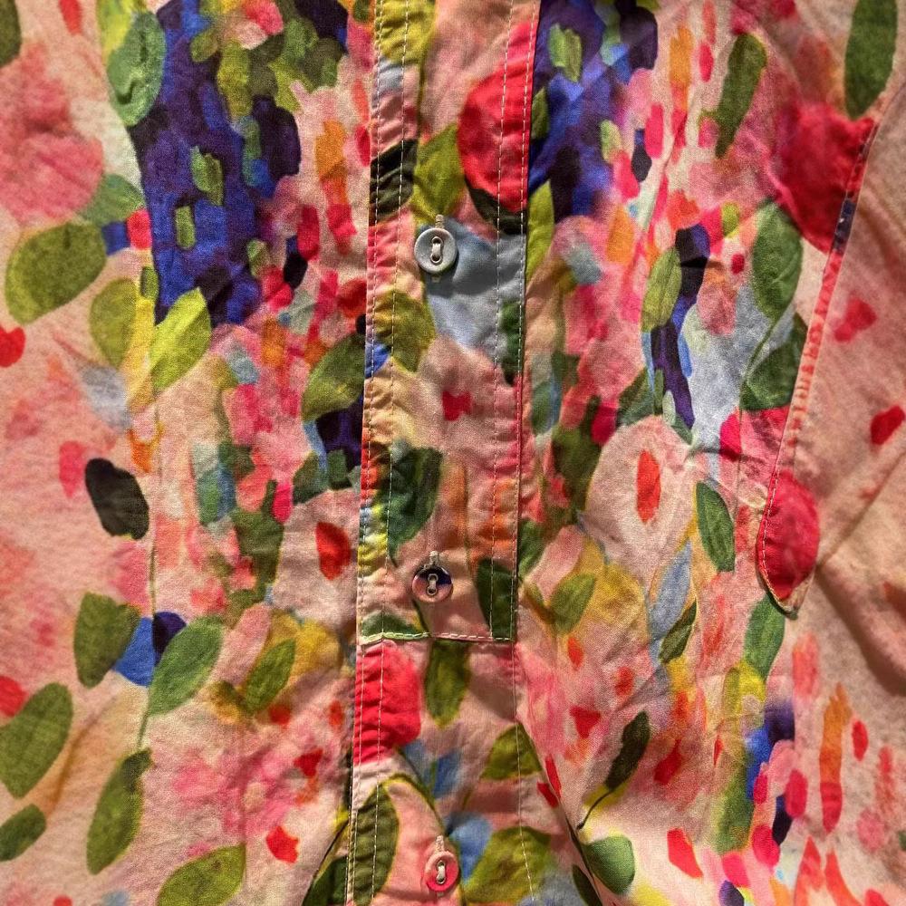 Designer Clothes Women Luxury Women Large Size Tops Harajuku Fashion Rose Printed Shirts Blouses Cotton Yarn Hawaiian Shirt