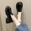 jk small leather shoes white British high heels single large size black platform loafers women's Mary Jane shoes 2025