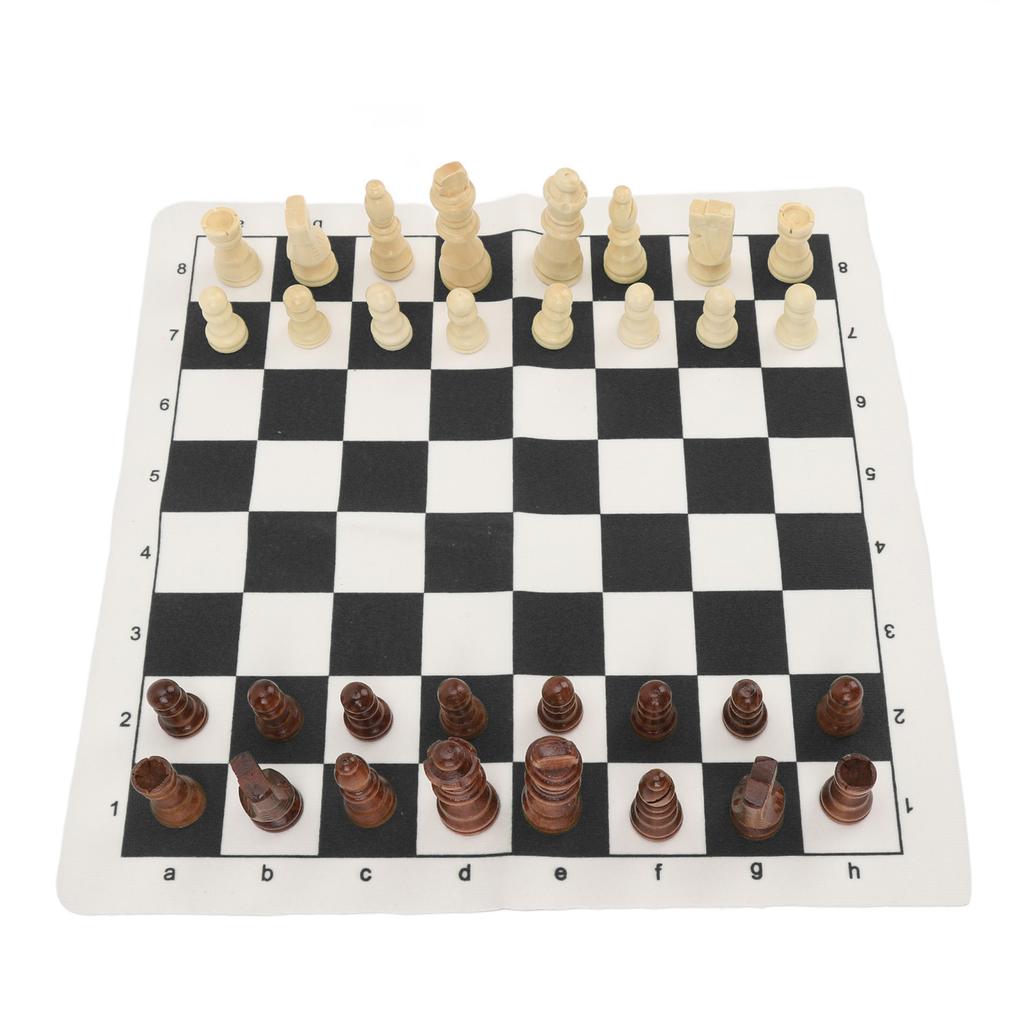 Chess Board Game Set   PU Lther Chess Board Wooden Chess Pieces Portable Chess Set with Storage Bag