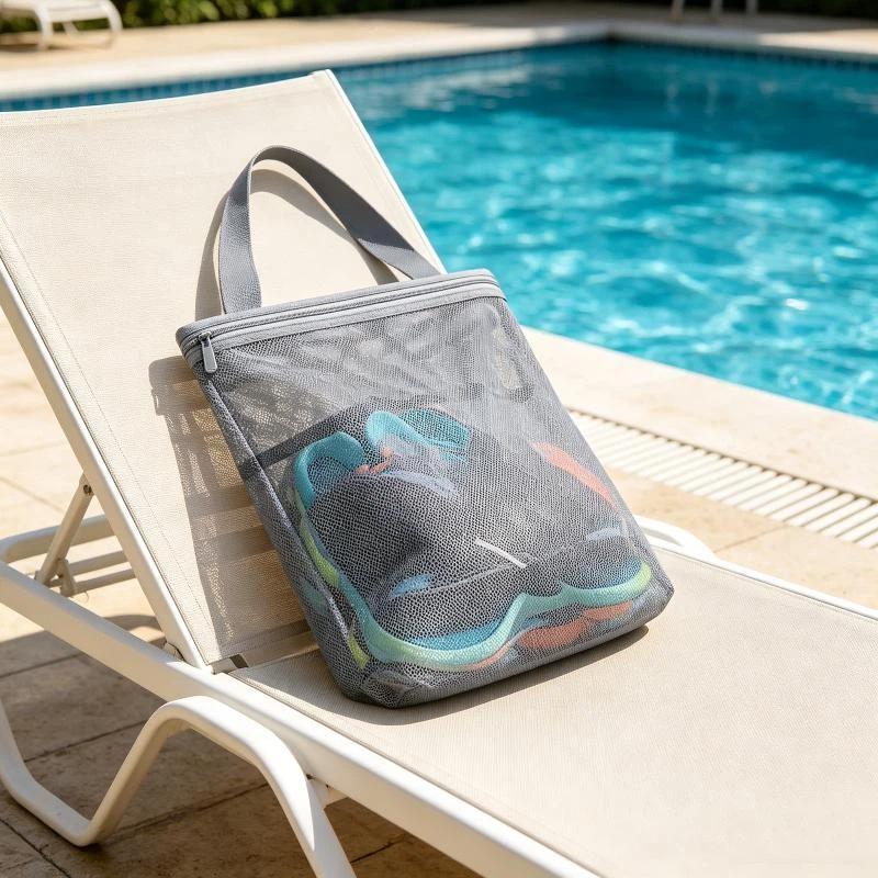 Breathable Mesh Tote With Zipper And Handle Portable Bath Organizer Bag For College Dorm Gym And Travel
