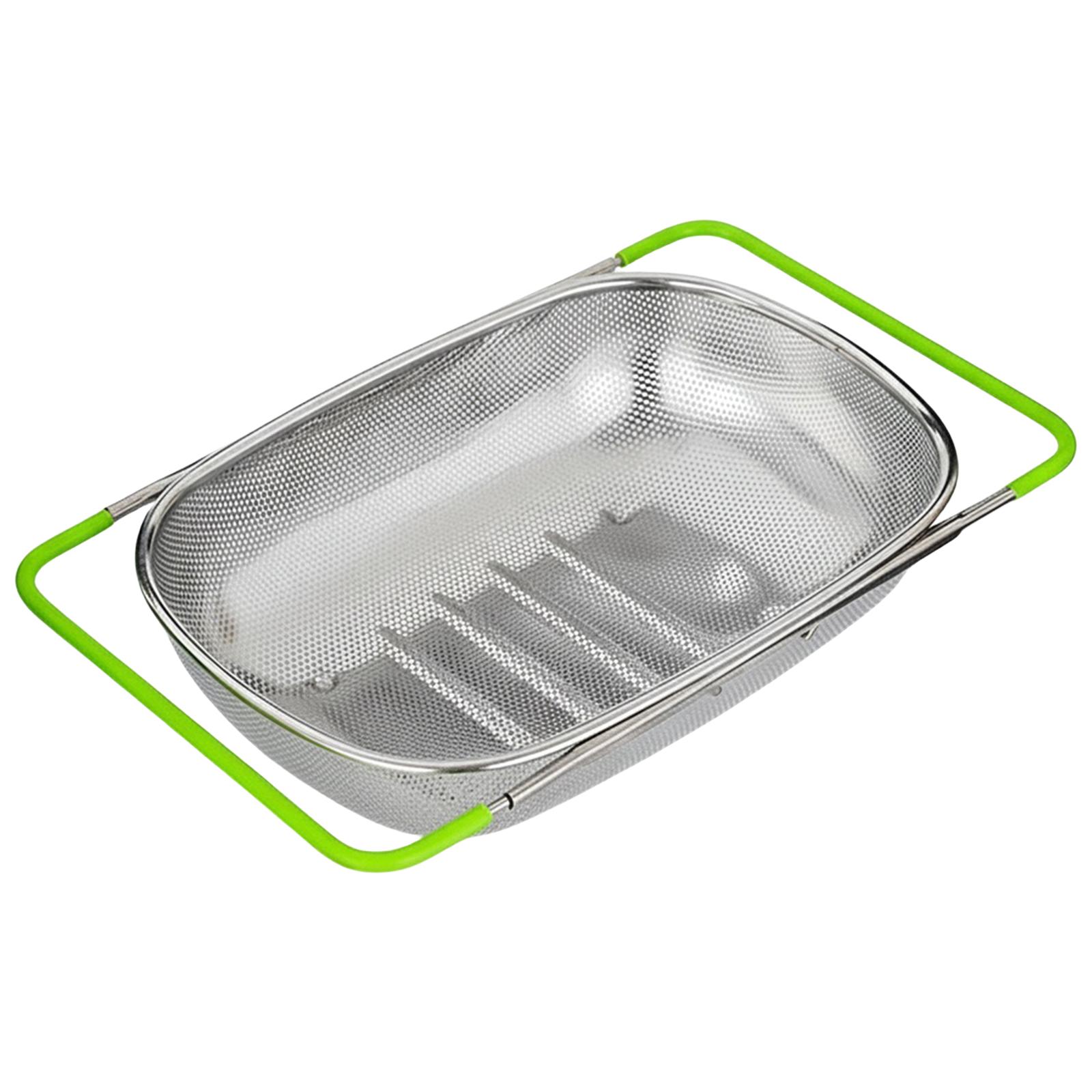 

Дуршлаги и сита Раздвижная корзина-дуршлаг для раковины с резиновой ручкой для домашней кухни зелёный