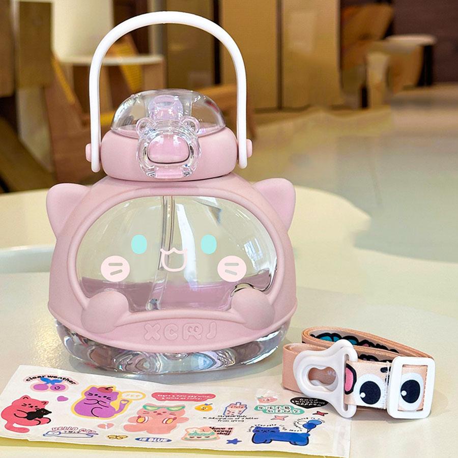 

810ml Water Bottle for Girls Large-capacity Water Bottle Cute Summer Children s Straw Big Belly Cup Portable Drinkware 810ml рожевий