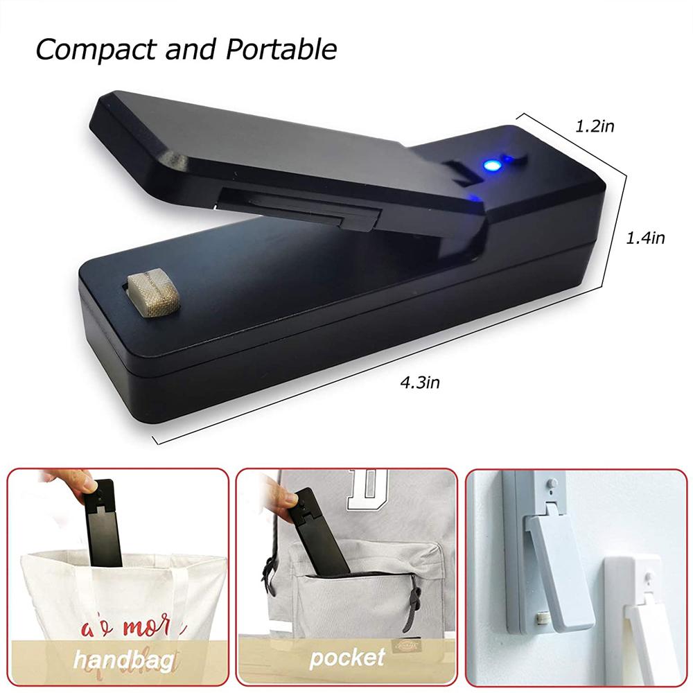 Mini Bag Sealer 2 In 1 Rechargeable Portable Bag Vacuum Heat Sealer&Cutter for Plastic Snack PVC Bags Outdoor Picnic Campaign