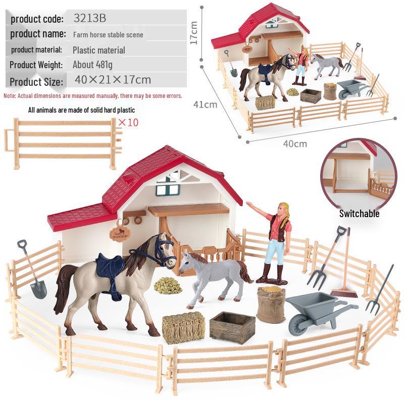 Animal Model Ranch Set: Chicken, Dog, Cow, Sheep, Horse Miniature Toy Scene