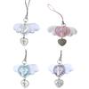 Sweet Wing Heart Cross Phone Charm Straps Car Key Hangings Pendants Fashion Bag Decoration Lanyard Purse Accessory