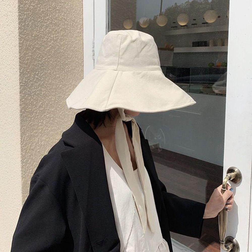 Travel Tie Design Fisherman Hat Big Brim Foldable Sun Hat Cotton Linen Bucket Hat Summer Spring