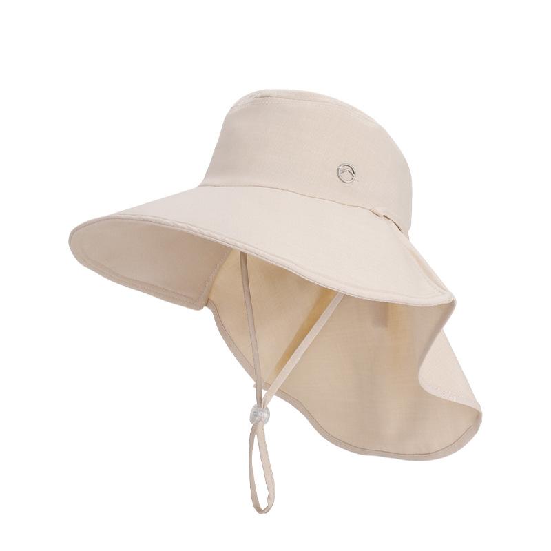 Spring and Summer Outdoor Sun Protection Hat Versatile with Ponytail Hole Hat Women's Big Eaves Shawl Neck Protection Bucket Hat