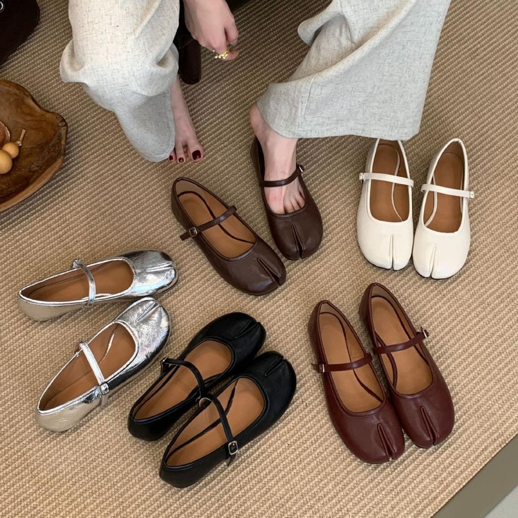 Fashion IPPEUM Split Toe Ballet Flats Shoes TabIs Mary Janes 2025 New Fashion Winered Ballerina Flat Shoes