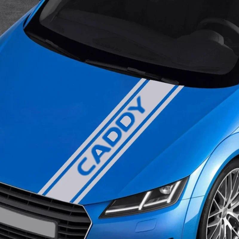 HAT1 Car Front Bonnet Hood Stickers Vinyl Decals Exterior for Volkswagen VW CADDY Emblem Body Anti Scratch Film Stripe Accessories