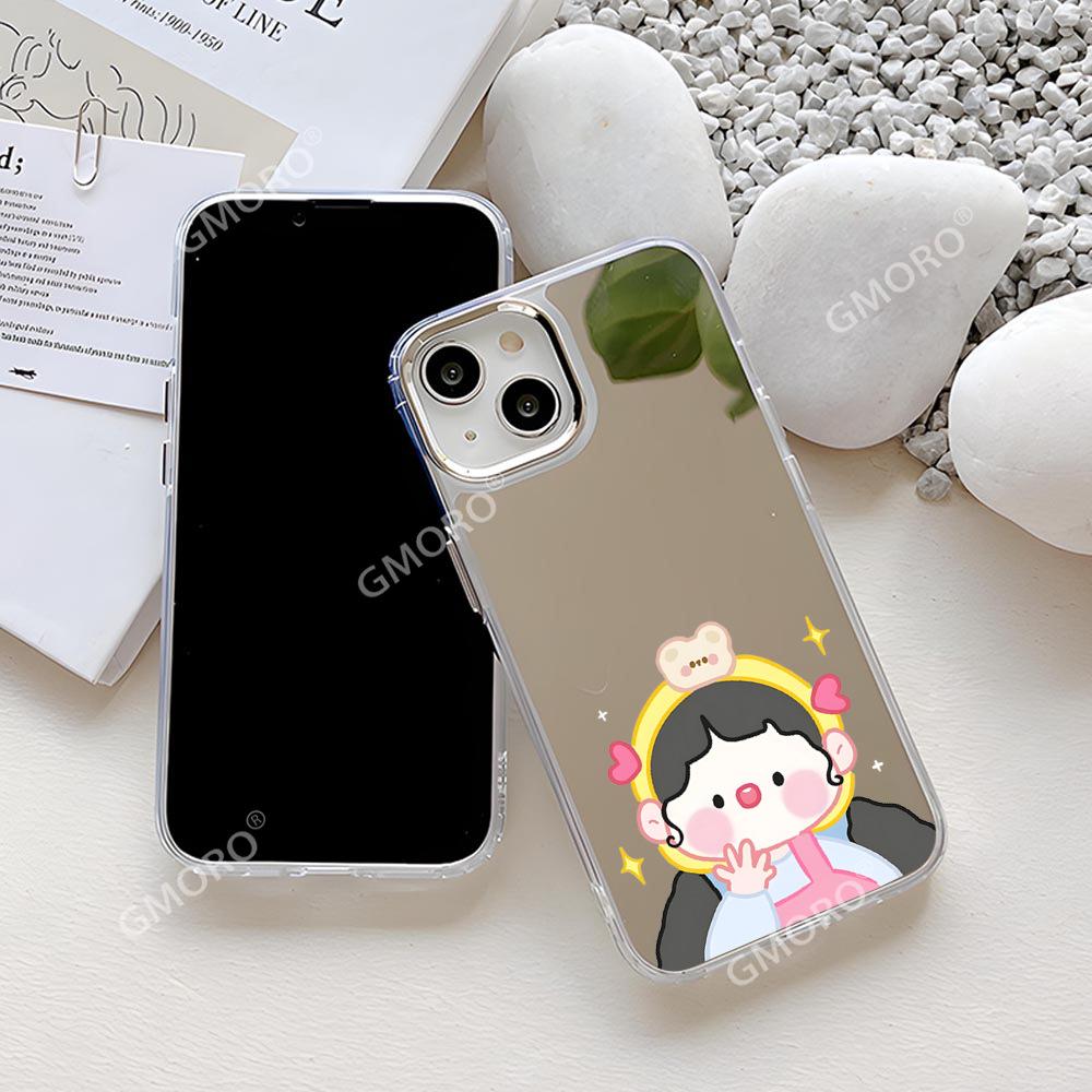 Japan and South Korea sweet girl mobile phone case is suitable for Apple 17pro girls high-value iPhone16 mirror case