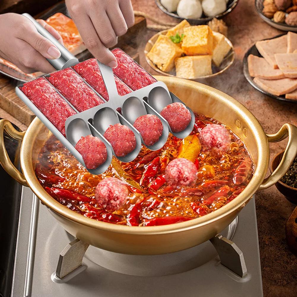 Set per Palline di Carne Antiaderente Stampo per Palline di Carne in Acciaio Inossidabile per Palline di Pesce Palline per Insalata Strumento da Cucina