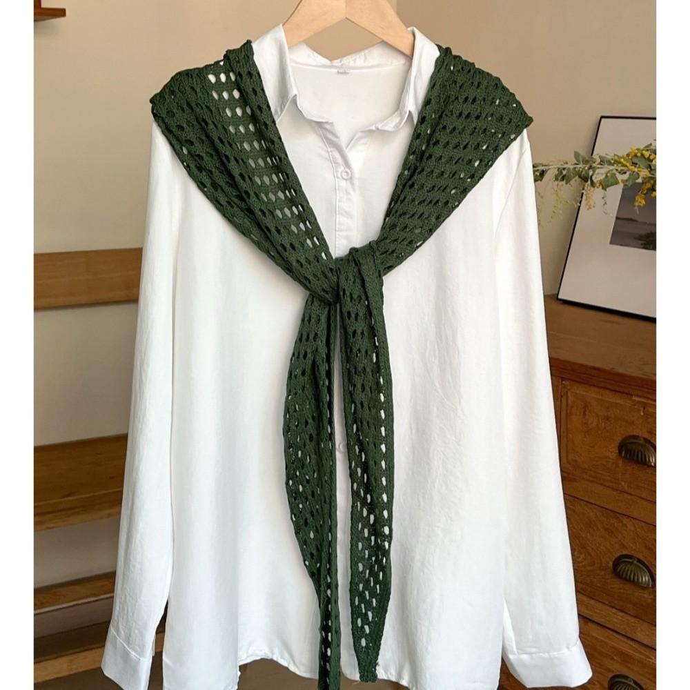 

Breathable Knitted Scarf Hollow Out Women Shawl Wrap Fashion Triangle Scarf Shawl темно-зеленого