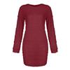 Fashion Women's Color Round Neck Long Sleeve Loose Plush Dress Sweater Dress