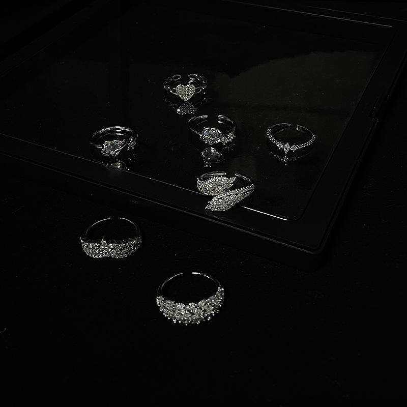Simple Ring, Female Niche Design Sense, Cold Wind, Light Luxury, High-End Personality, Diamond-Encrusted Zir*****Pen Ring