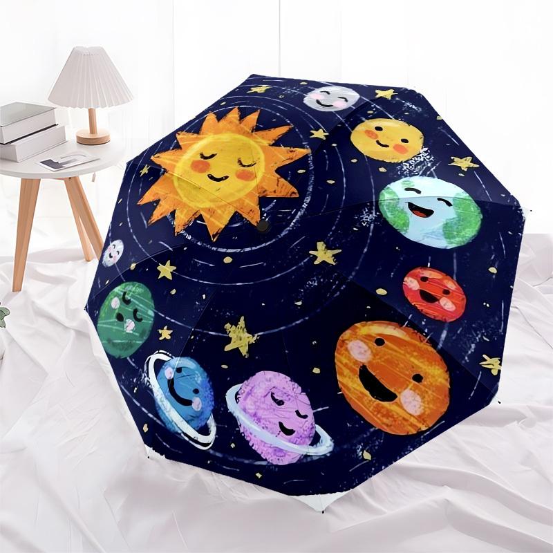1pc Solar System Adventure Umbrella with Plastic Handle,Suitable for All Seasons UmbrellaPT440