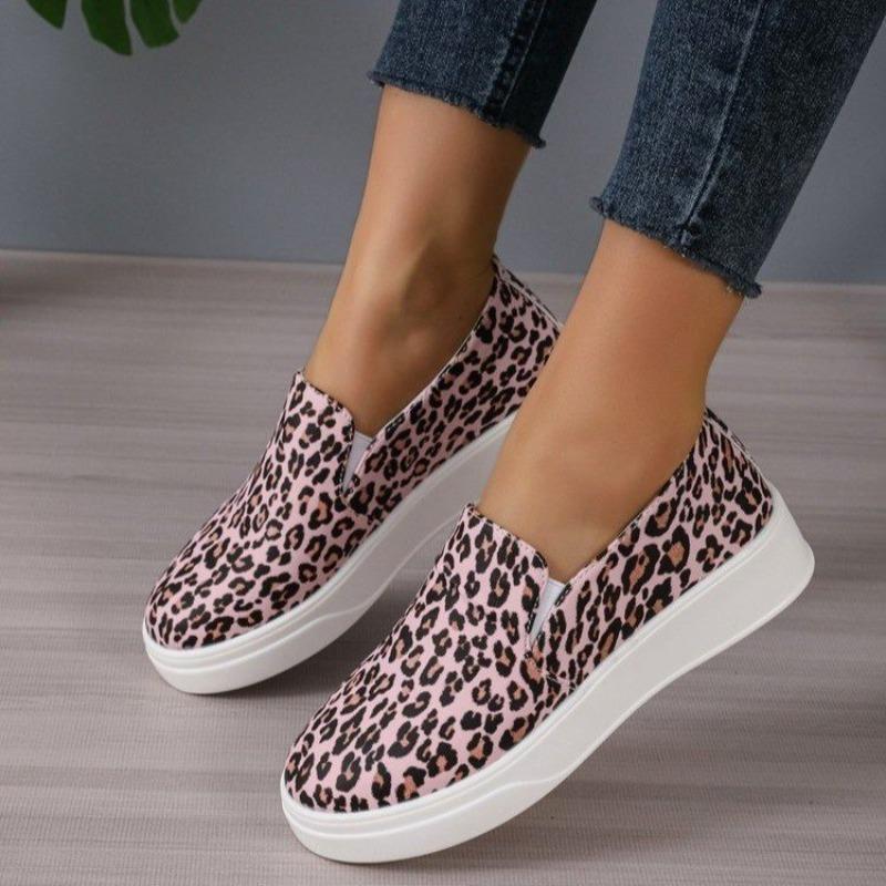 Leopard Print Large Size Canvas Shoes Women's Autumn New Casual Flat One-pedal Lazy Shoes