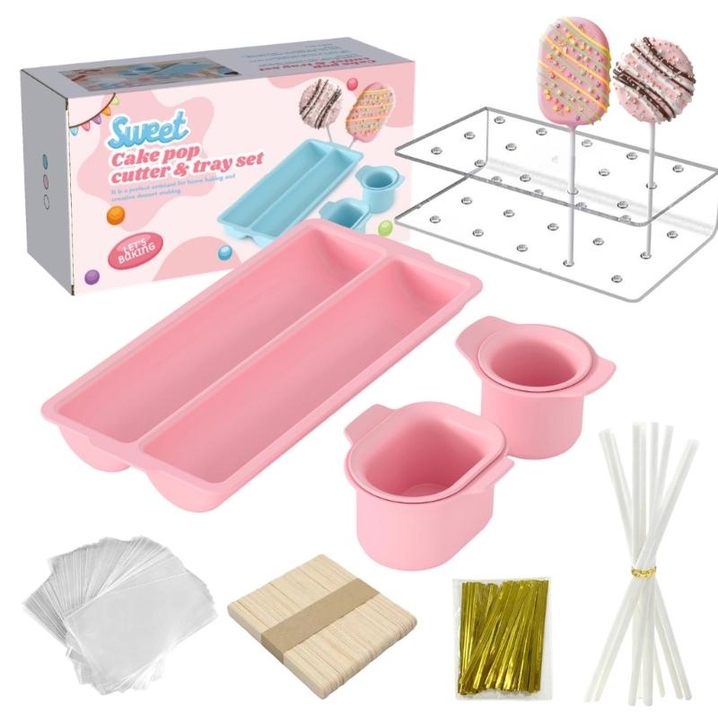 Ensemble de Moules de Cuisson Coupeur et Pousseur de Boules à Gâteau avec Plateau Outil de Cuisine Polyvalent pour la Préparation de Desserts et la Pâtisserie Familiale