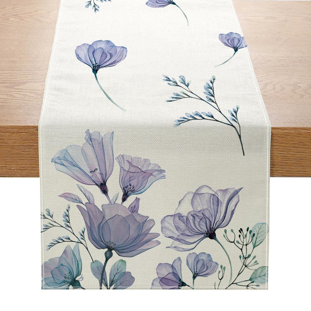 Flax Printed Table Flag Plant Flowers Sub-home Decorative Table Cloth Porch Cabinet Tea Table Cloth